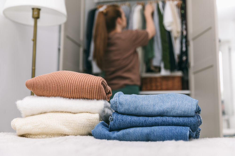 woman cleaning out closet